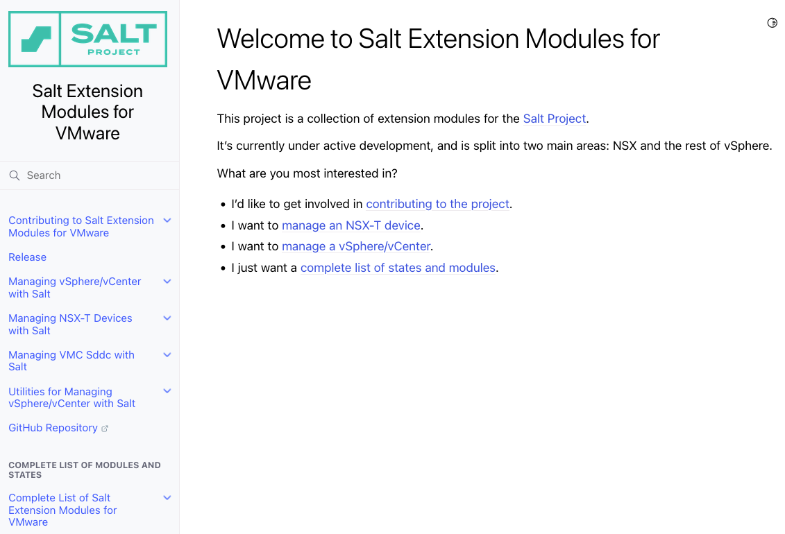 Docs for the Salt VMware Extension Modules