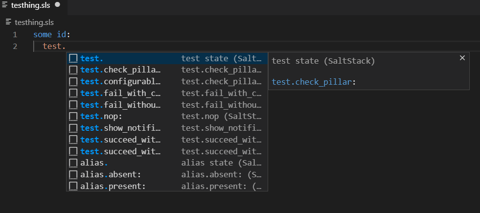 VSCode SaltStack autocompletion